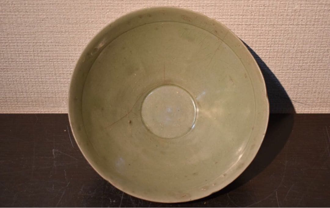 李朝・高麗青磁輪花鉢 岡田宗叡識箱 /朝鮮古陶磁 中国古玩 朝鮮美術 美術品