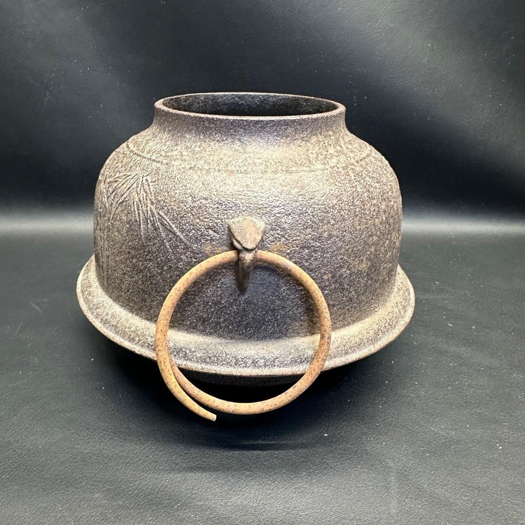 ♡Ed左1005 人間国宝 釜師 高橋敬典 真形羽釜 茶釜 釜釻 竹地紋