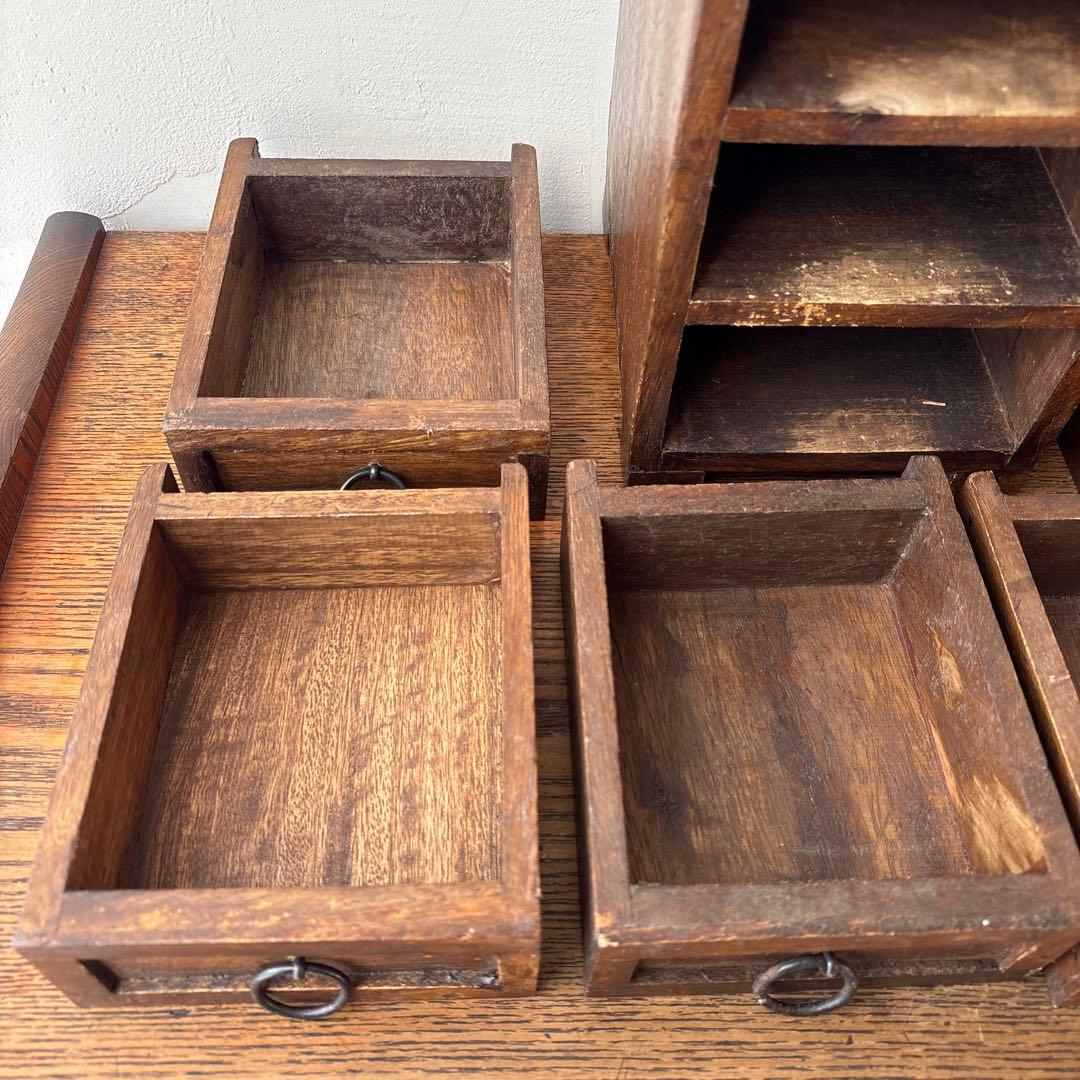 木製 引き出し 6杯 縦長 インド アジアン家具 小物入れ ミニ箪笥 チェスト