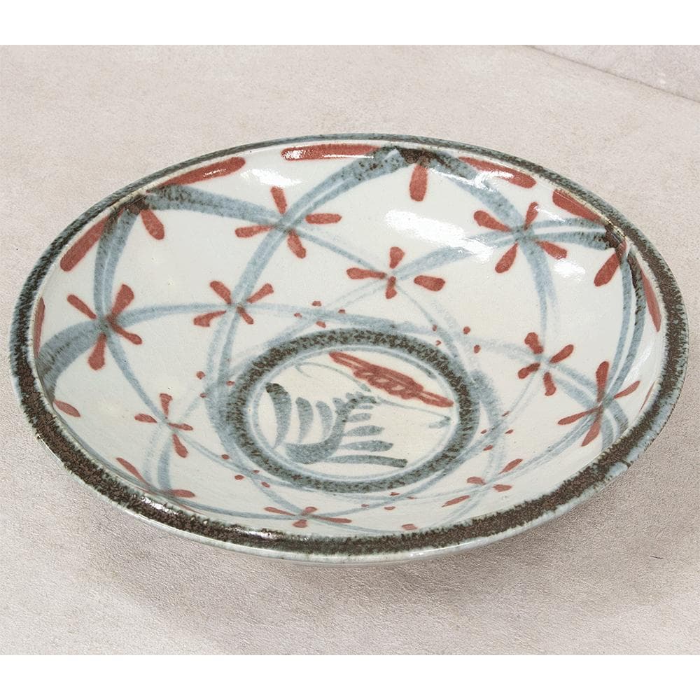 河井久 飾り皿 大皿「花紋鉢」直径34.1cm 共箱 河井寛次郎・河井武一に師事