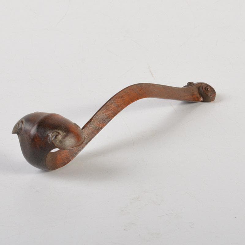 中国　唐木紅木彫刻　如意　置物　C　6694E