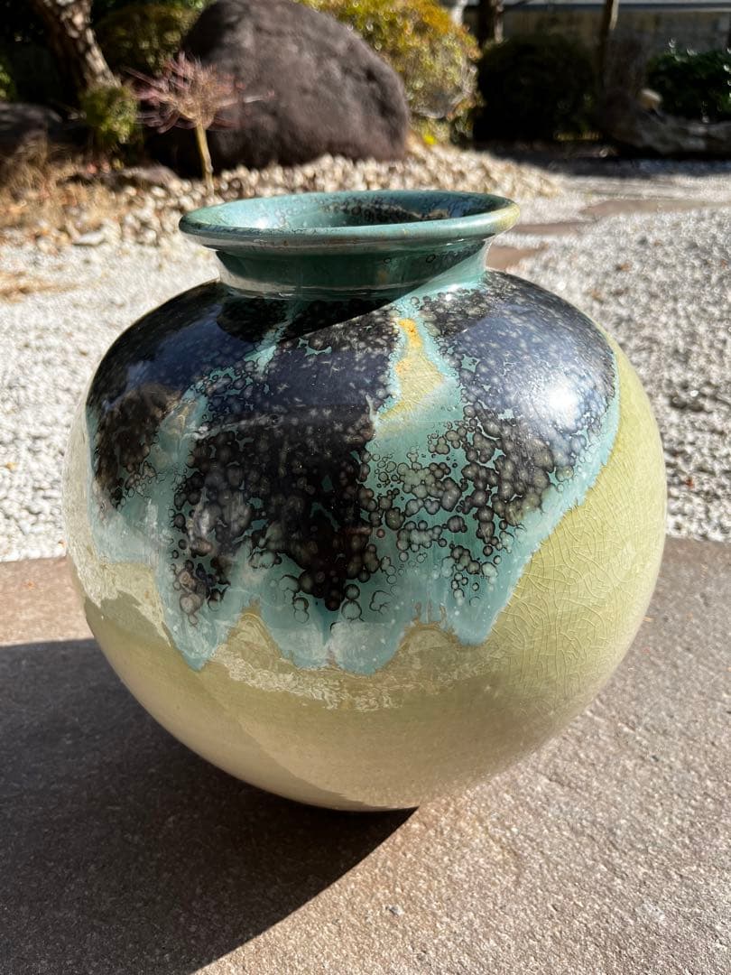 上野焼　壺　青柳不老園　アンティーク　木箱付