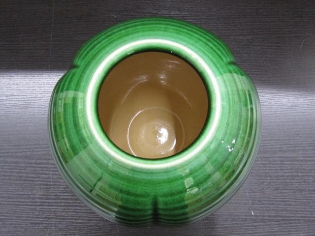 【未使用品】山崎光洋 京焼 清水焼 花瓶 均窯 深緑 美品