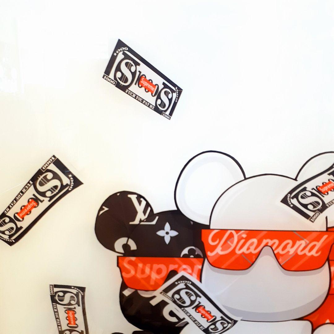 特殊ミラーアートパネル　ベアブリック　Louis Vuitton　Supreme