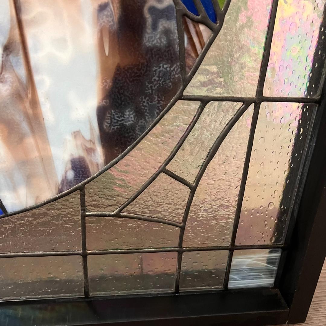 フォロー割　大型ヴィンテージ　ステンドグラス　アンティークパネル 82×83.5