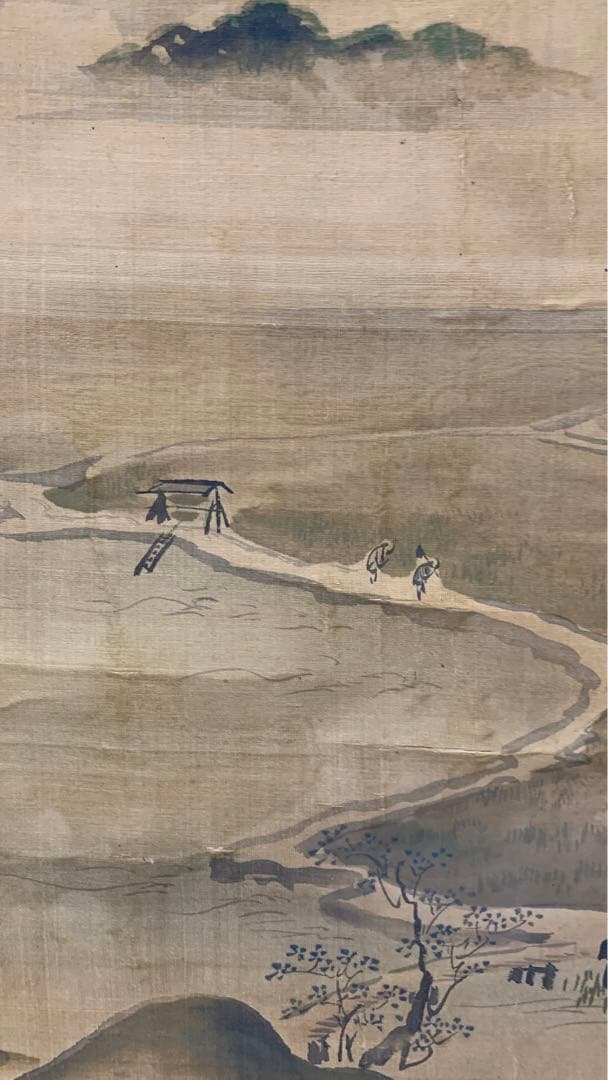 ②④ 中国？山水風景水墨画掛軸　署名捺印有り　作者不明　江戸時代？