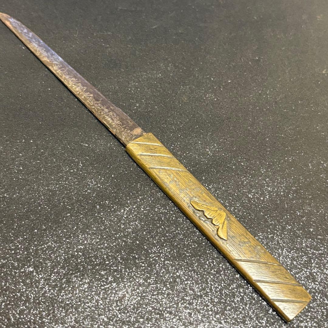 【現状品】　在銘 「金花山藤原清長」　小柄 刀装具　小刀