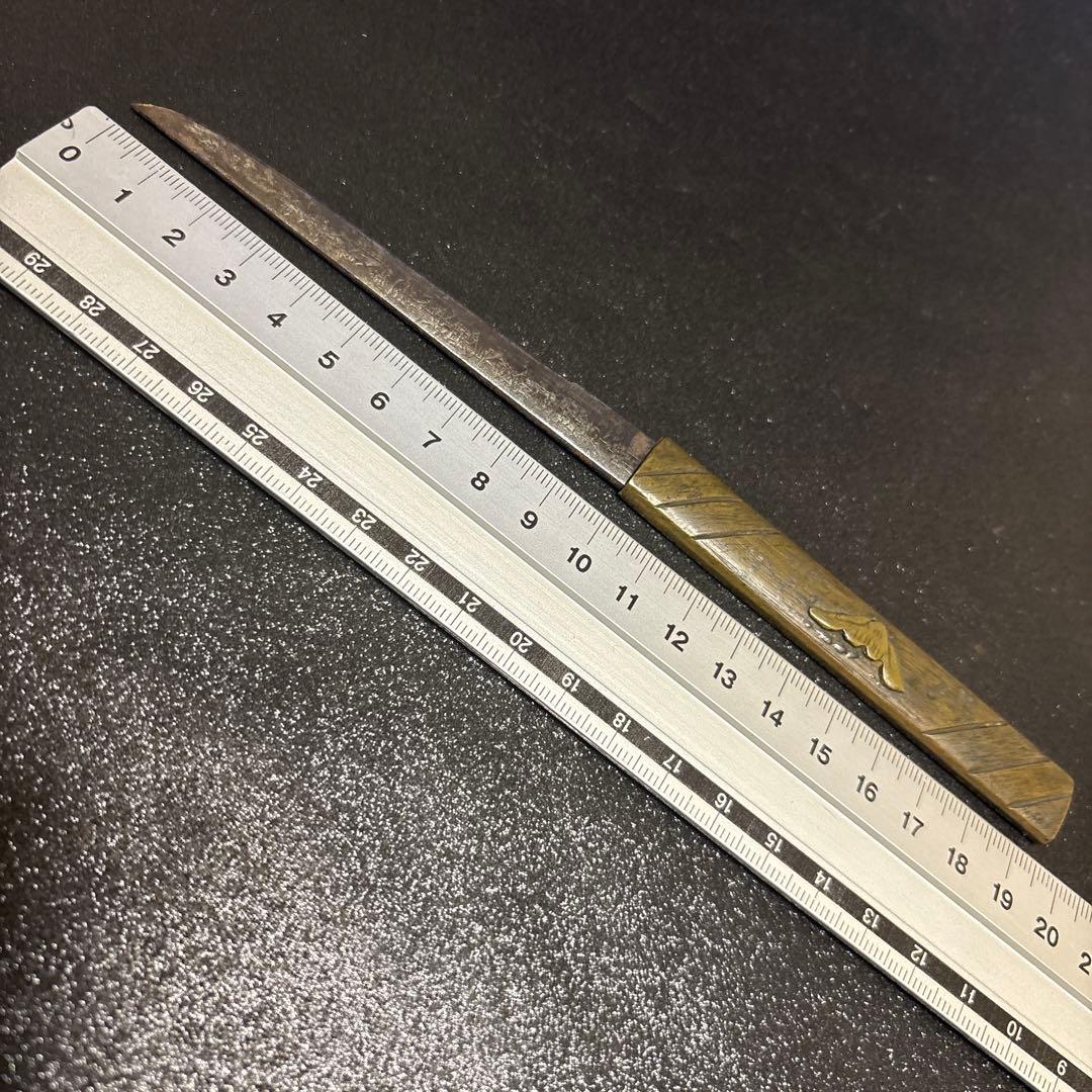 【現状品】　在銘 「金花山藤原清長」　小柄 刀装具　小刀