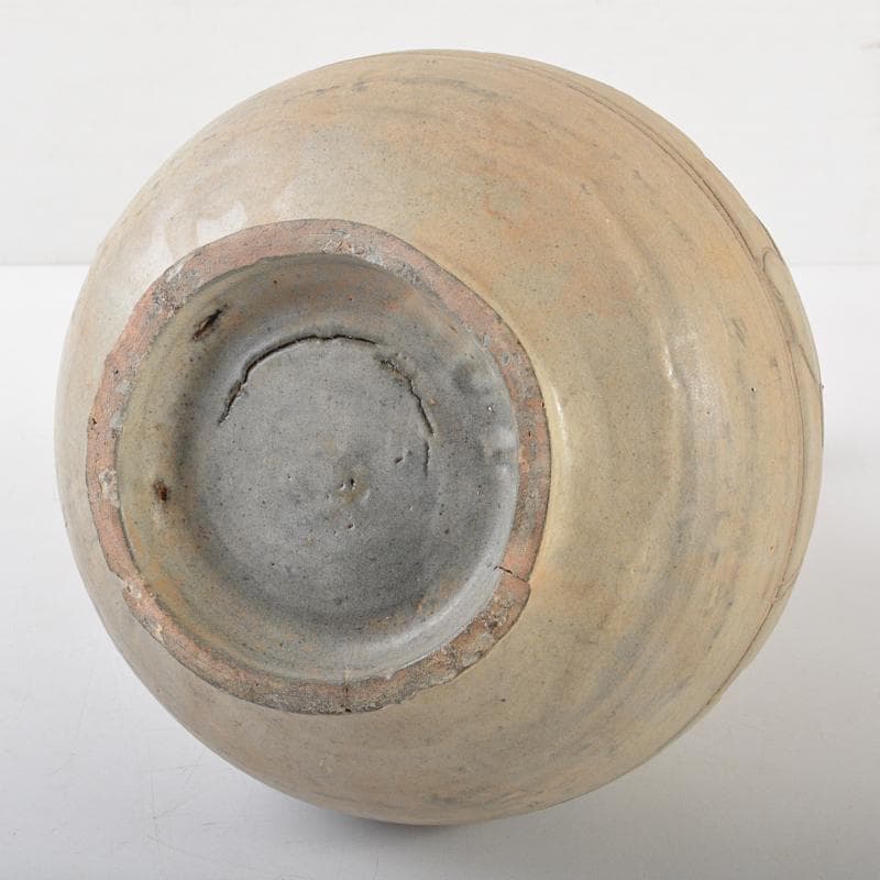 朝鮮美術　李朝　彫三島花草文瓶　時代箱付　V　R6548B