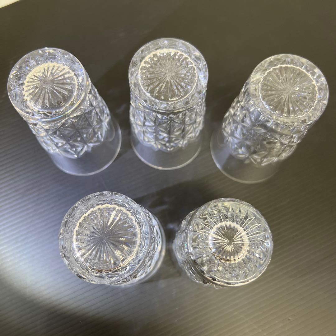 激レア品　バカラ手彫切子カットグラス5客　共箱　東Y7-0918⭐︎1Fトニウサ