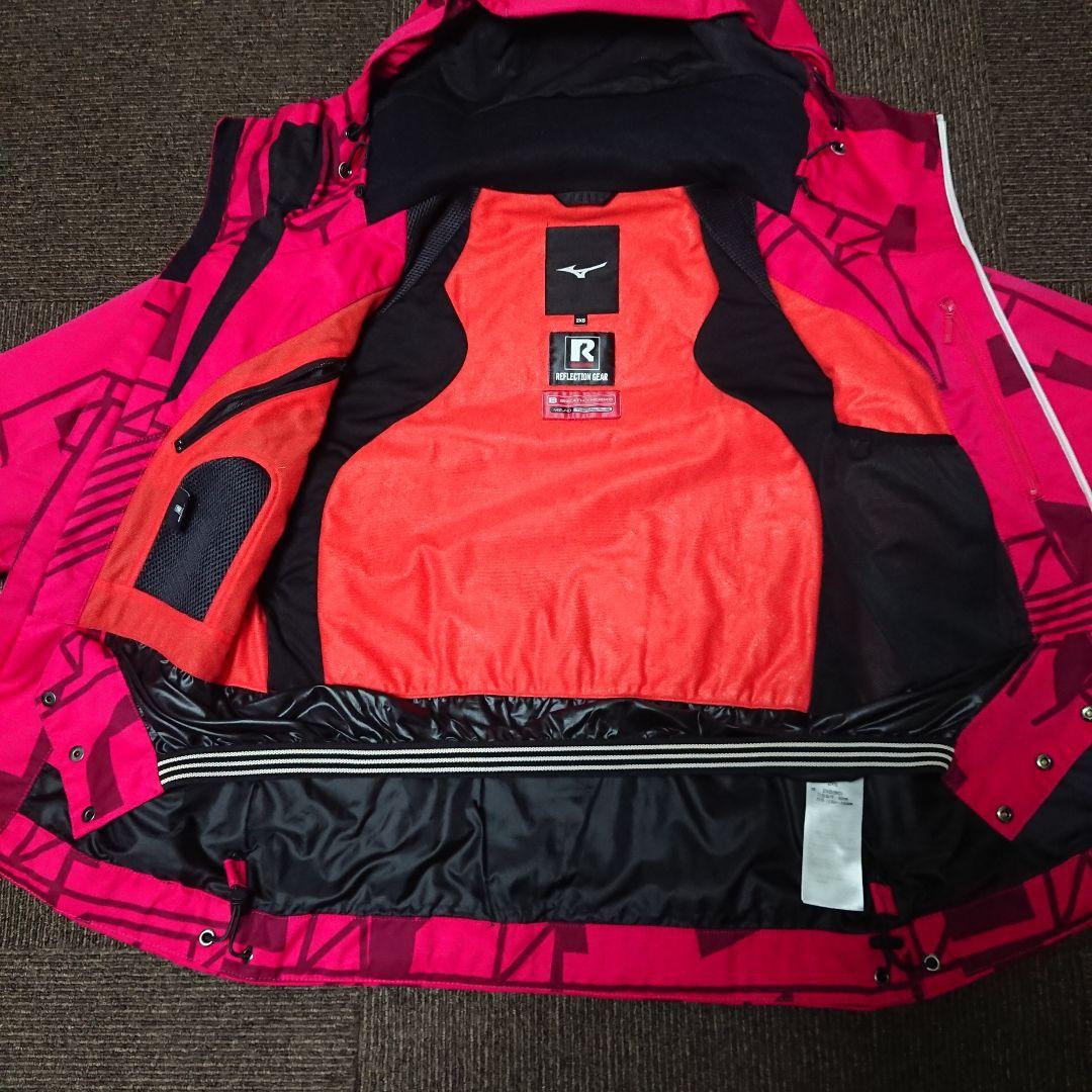 送料無料【MIZUNO】ピンクレッド小さいサイズスキーウェア 上2XS下XS