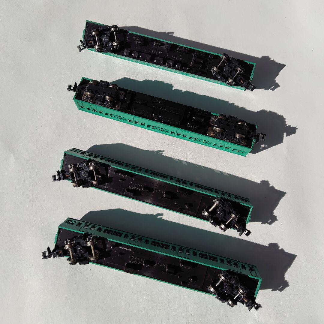 Nゲージ 鉄道模型 4両編成 緑色
