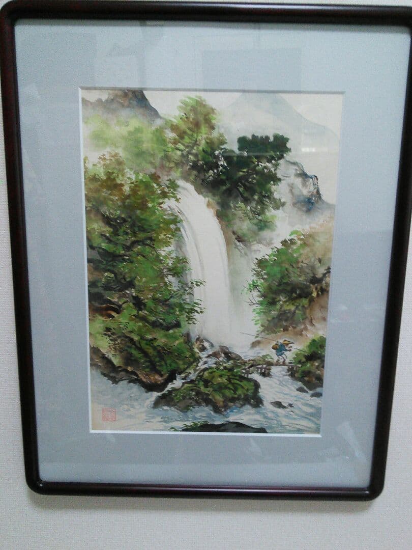 日本画水彩画　秋保大滝図