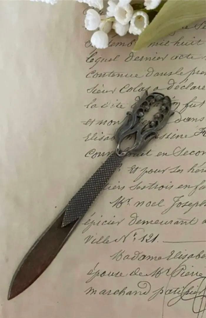 フランス アンティーク すずらんモチーフ レターオープナー ペーパーナイフ