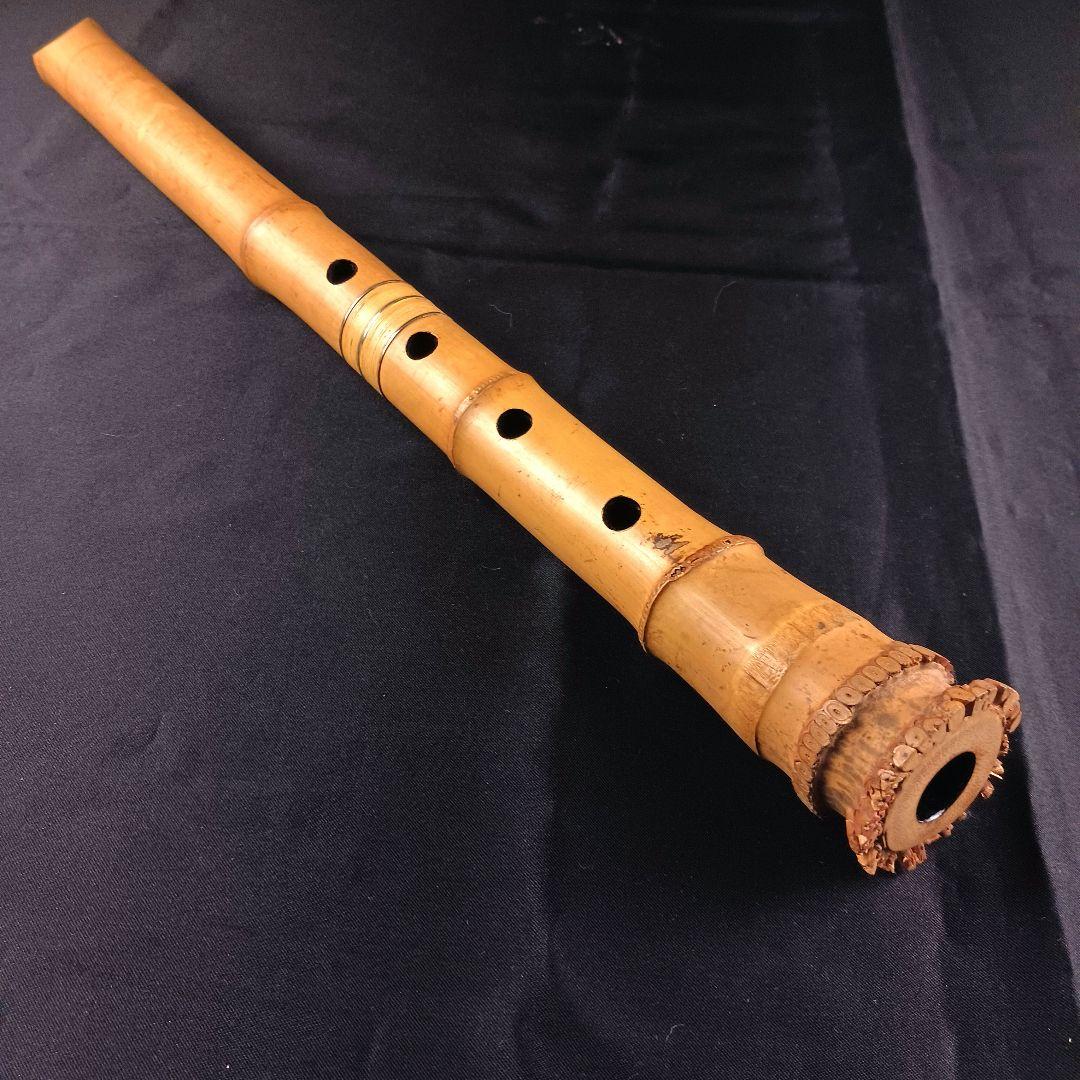 Y3110-7 琴古流 尺八 銀三線 全長49㎝ 竹製