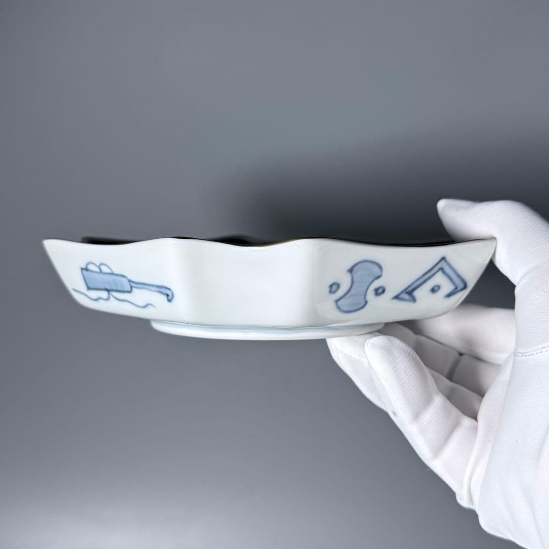 古伊万里風　冨貴長春　色絵鶴亀松竹梅文変形皿　五客　料理屋　古器を楽しむ