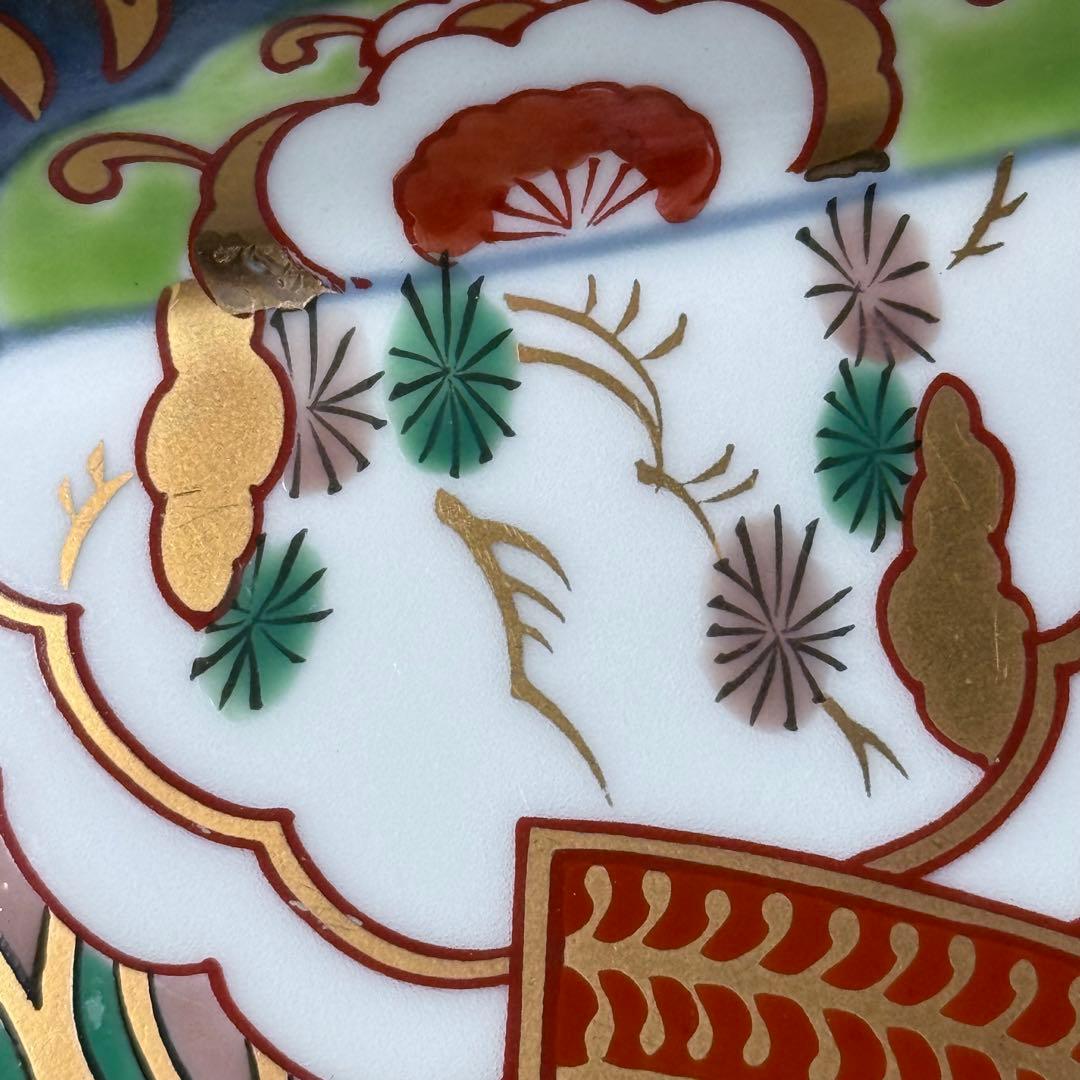 古伊万里風　冨貴長春　色絵鶴亀松竹梅文変形皿　五客　料理屋　古器を楽しむ