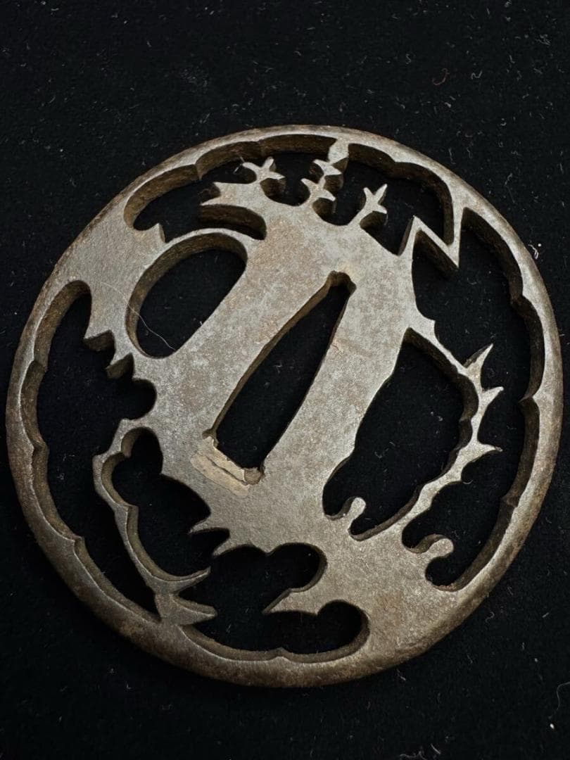 無銘 鉄地桐図透かし鐔 鍔 赤坂 拵 日本刀 刀装具 骨董 古美術 江戸時代