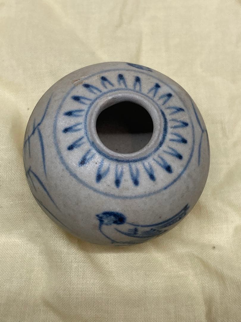 希少 15世紀～16世紀 安南染付 鳥図小壷 茶入 煎茶道具 茶道具