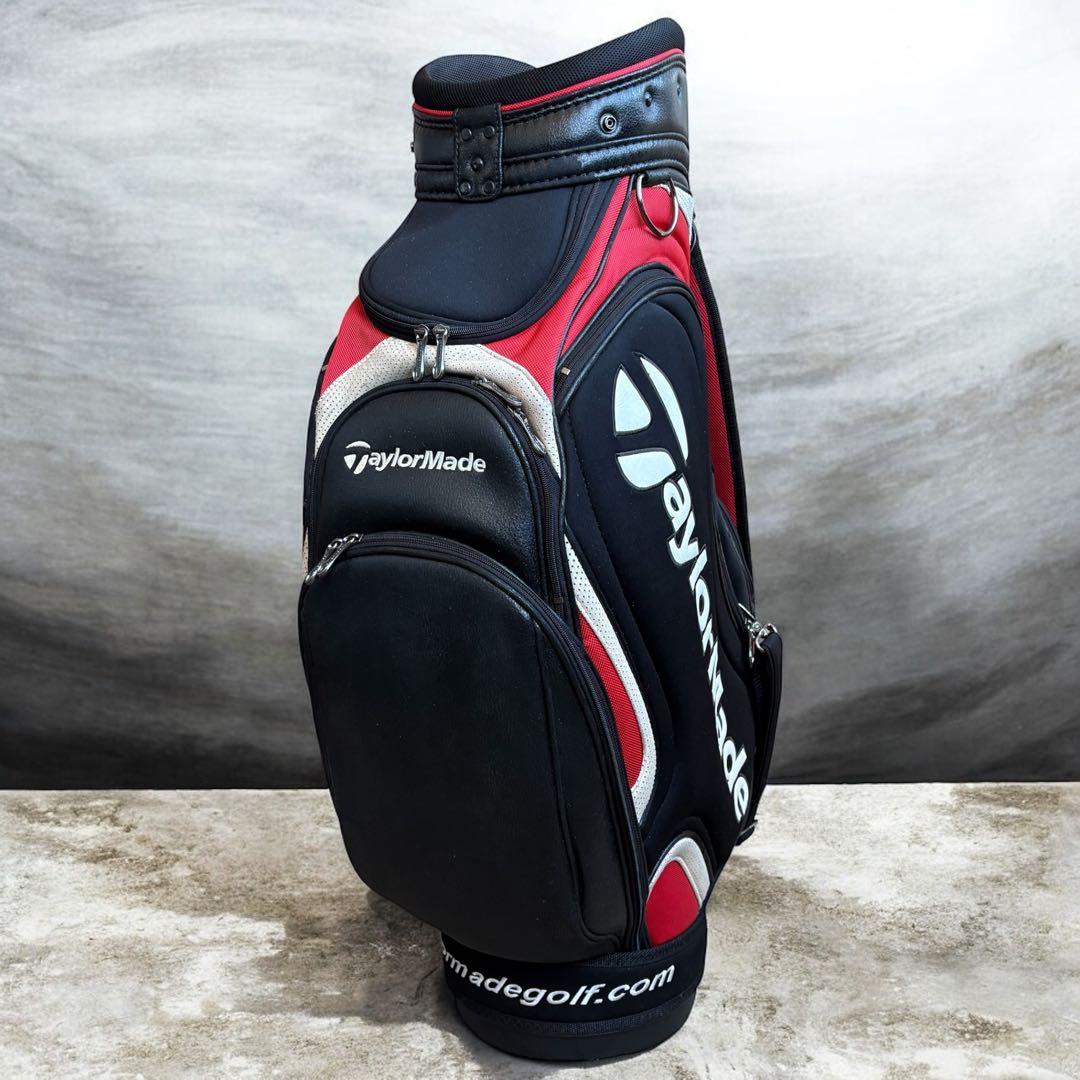 使用感　テーラーメイド 3点式 キャディバッグ 黒/赤 9.5型 6分割　ゴルフ