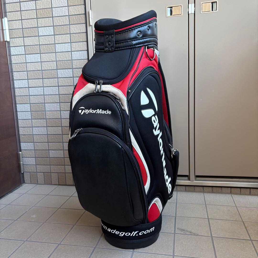 使用感　テーラーメイド 3点式 キャディバッグ 黒/赤 9.5型 6分割　ゴルフ