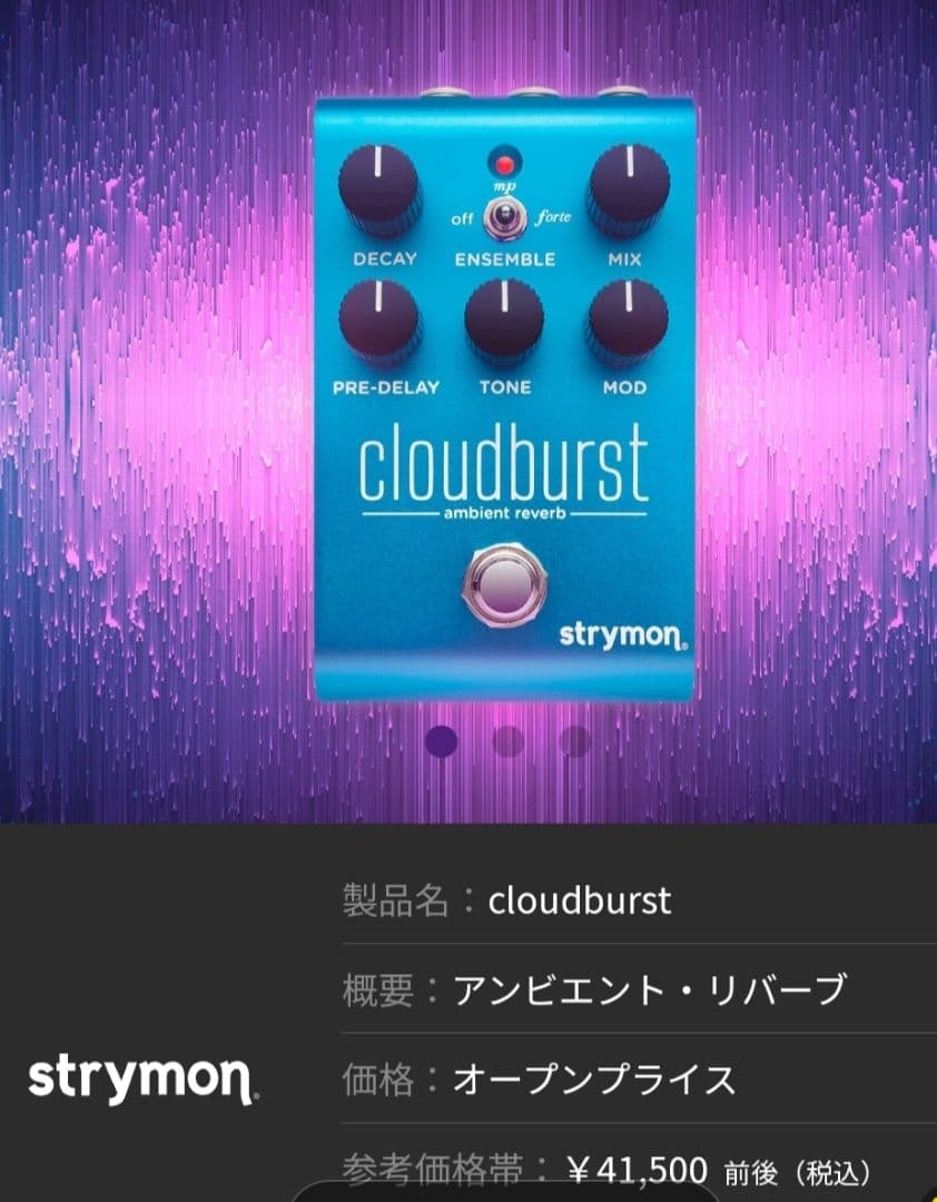 限定セール 開封未使用品 Strymon Cloudburst