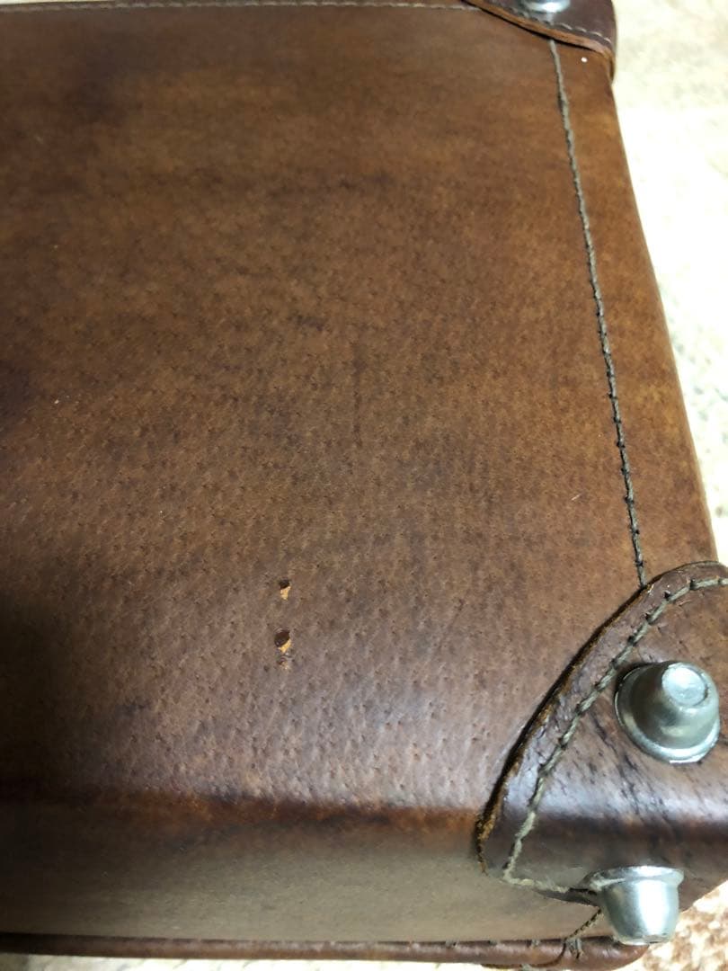 アンティーク　ミニトランク　小さめサイズ　レザー　皮革　ヴィンテージ