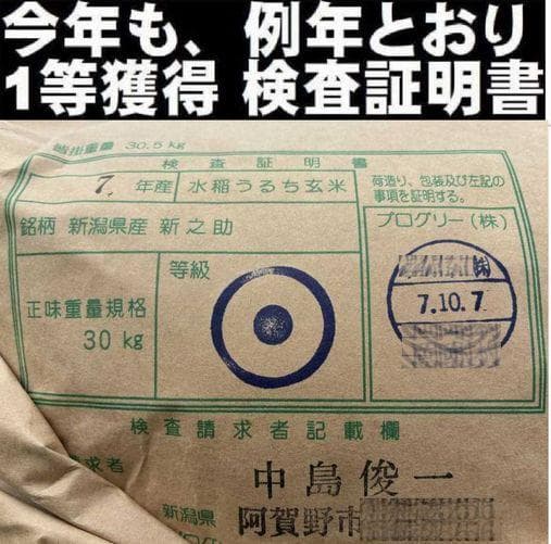 【無洗米】令和7年産 新潟新之助　5キロ2個（5kg×2) 色彩選別済★農家直送