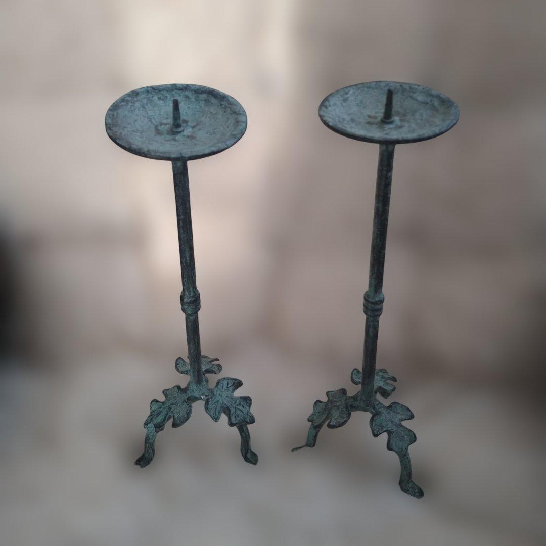 ✰レアなブロンズ製アンティークキャンドルスタンド2点セット