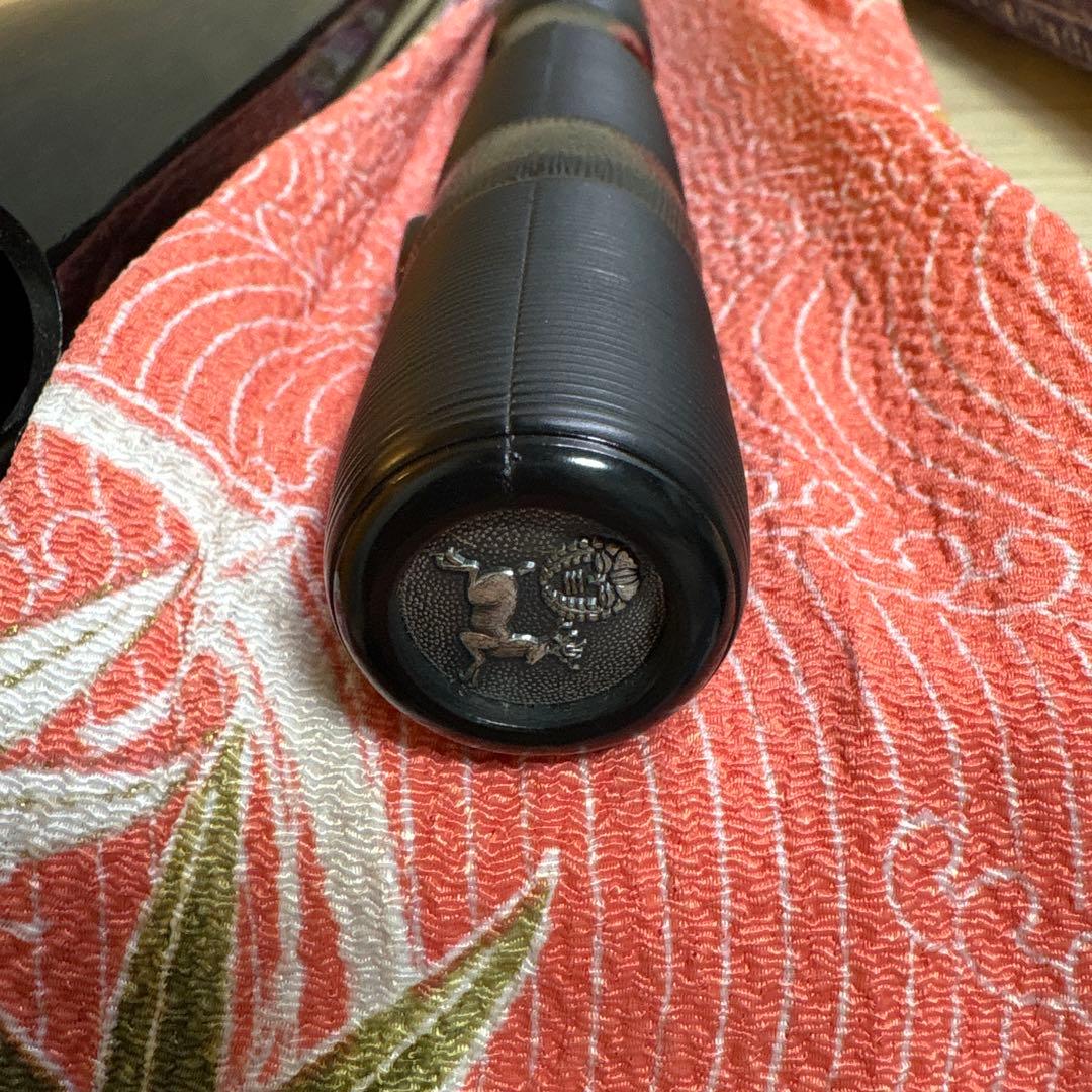 FE 能管 篠笛 黒と赤 鹿の彫刻付 横笛