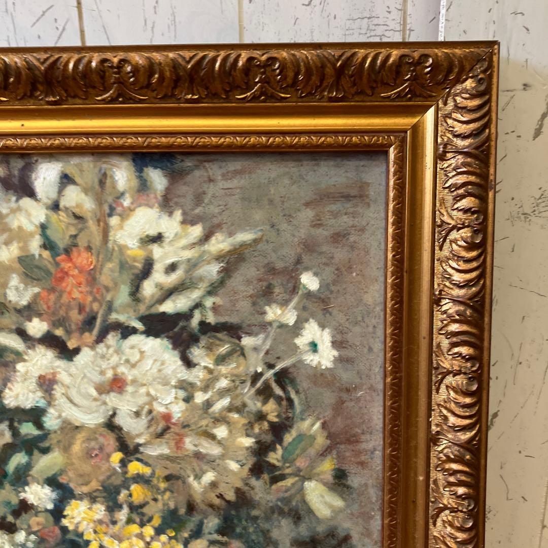 昭和レトロ ルノワール 春の花束 絵画 油絵 油彩画 複製画 静物画 春の花