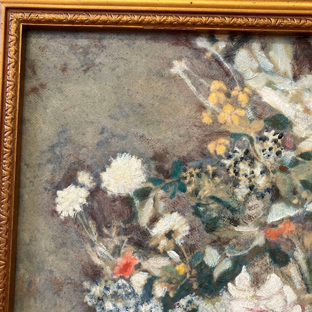 昭和レトロ ルノワール 春の花束 絵画 油絵 油彩画 複製画 静物画 春の花