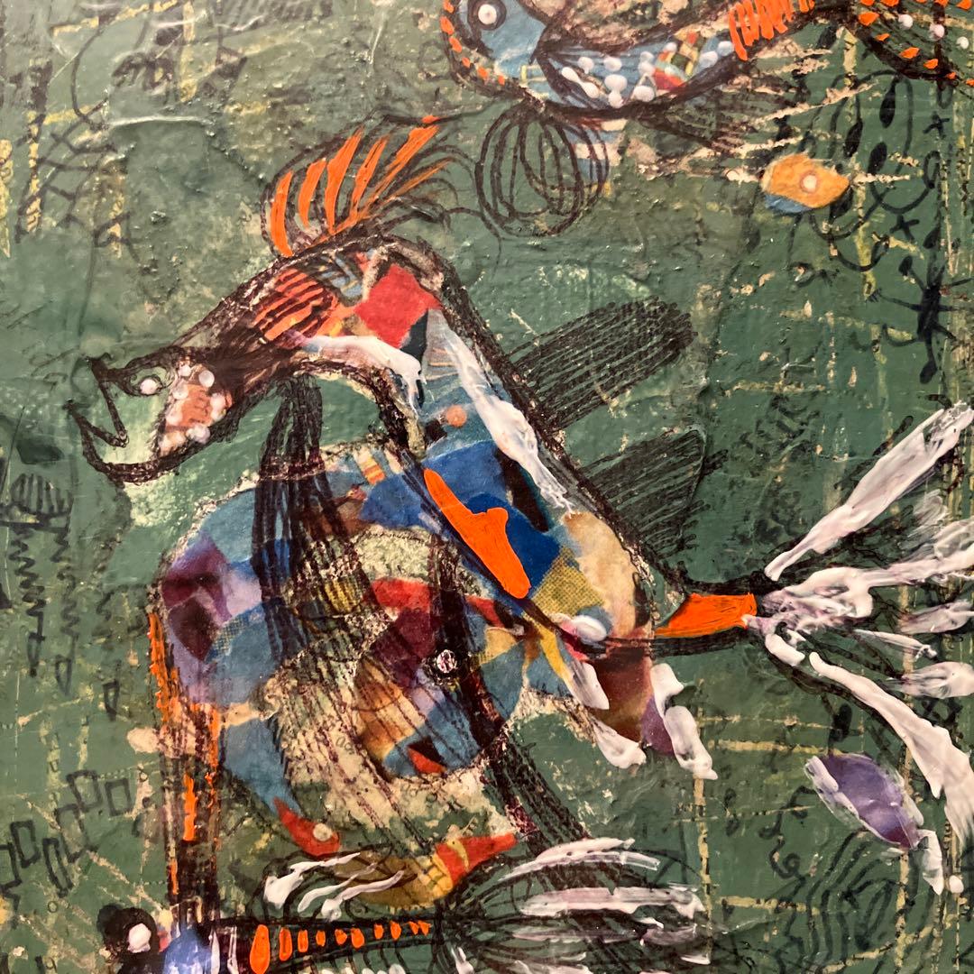 画家 山崎　隆（ふれでぃー山崎）の『3匹のSAKANA』油絵（原画）