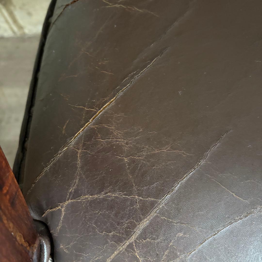 エスニックスタイル　レザーシート アームチェア ヴィンテージ　①