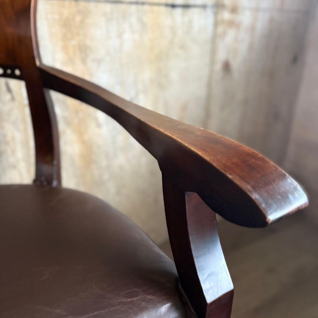 エスニックスタイル　レザーシート アームチェア ヴィンテージ　①