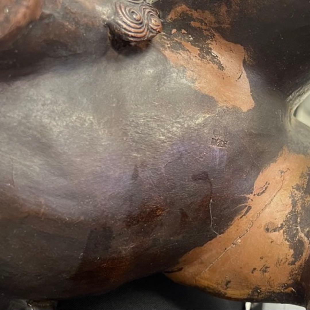 獅子像 置物 オブジェ 約30cm 長期保管品／裏面剥がれあり