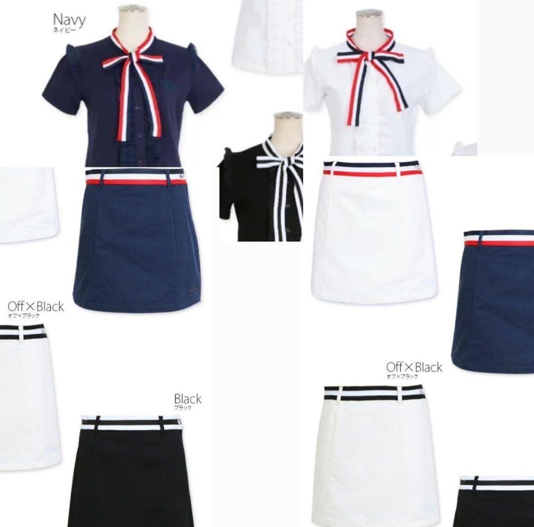 【キスオンザグリーン】レディースゴルフウェア セットアップ リボン配色フリル