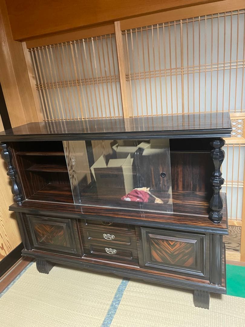 木製ガラスキャビネット、棚