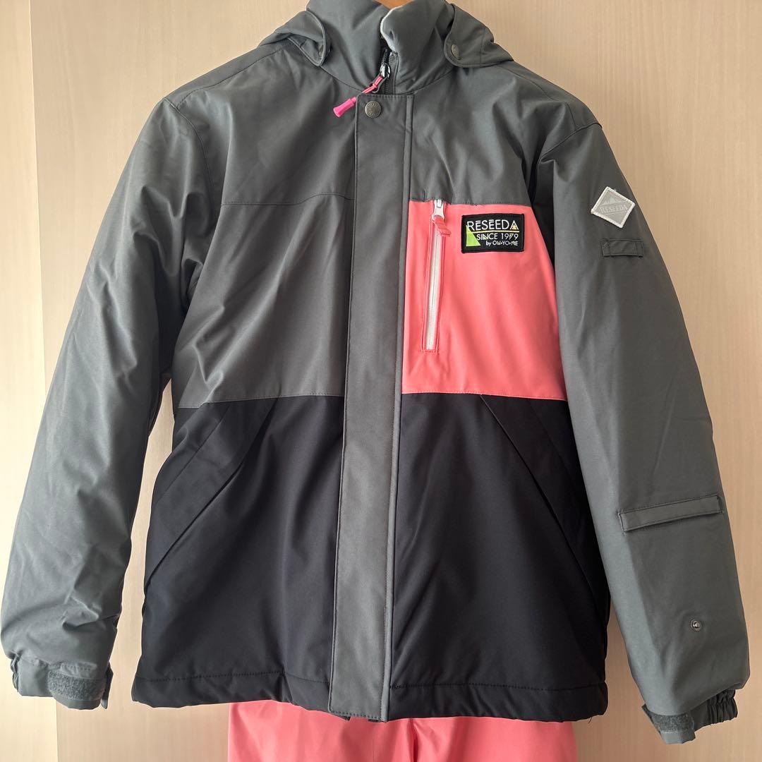 美品✨子ども用スキーウェア グレー/ピンク 160cm