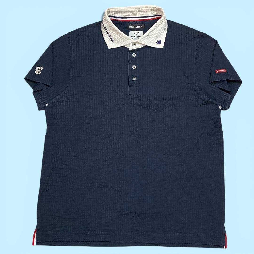クチブエゴルフ×TMTクラシック 半袖 ストレッチ ポロシャツ ネイビー メンズ