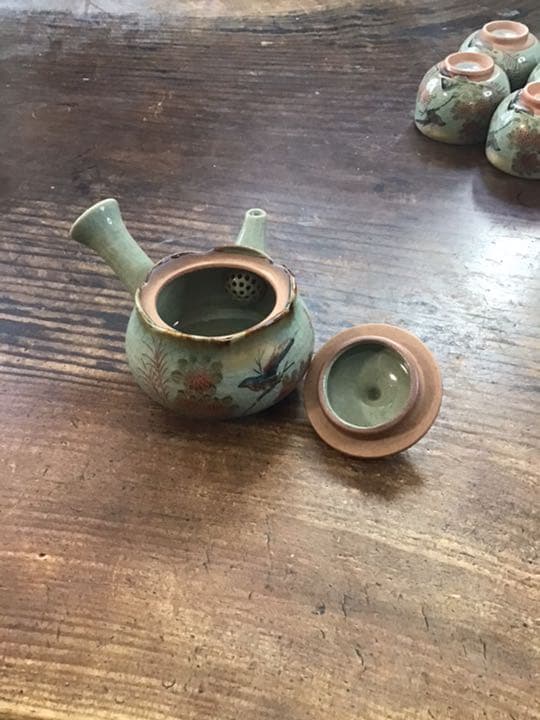 九谷焼　邦泉　金彩花鳥図煎茶器　茶具
