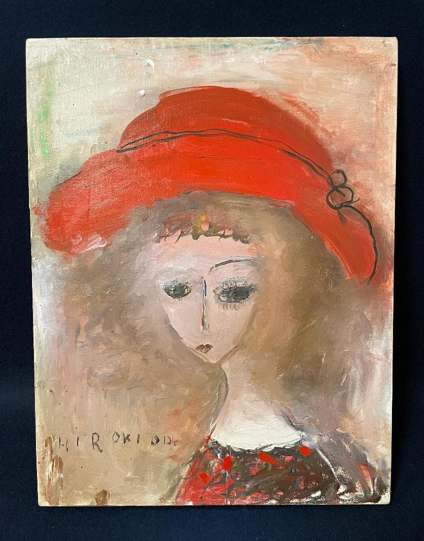 「真作」織田広喜「少女」人物画　油彩画　額装　サイン有り　F6号