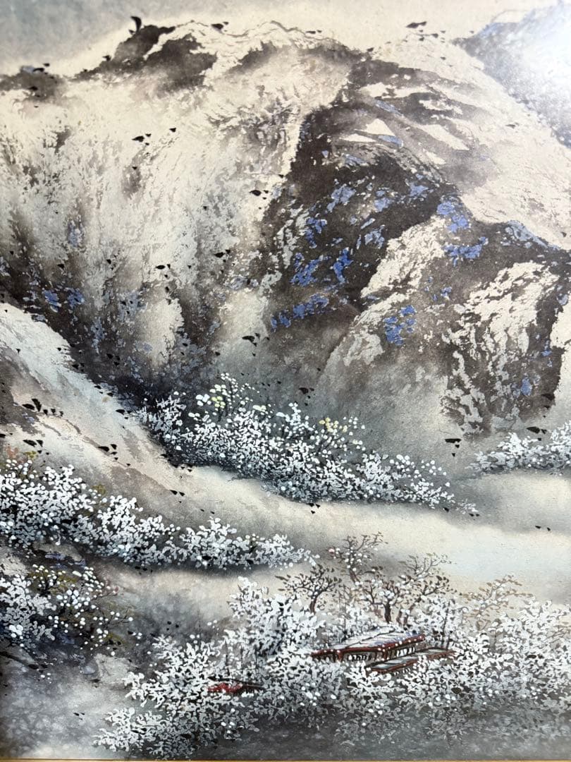 肉筆日本画山水図【無三】直筆印あり