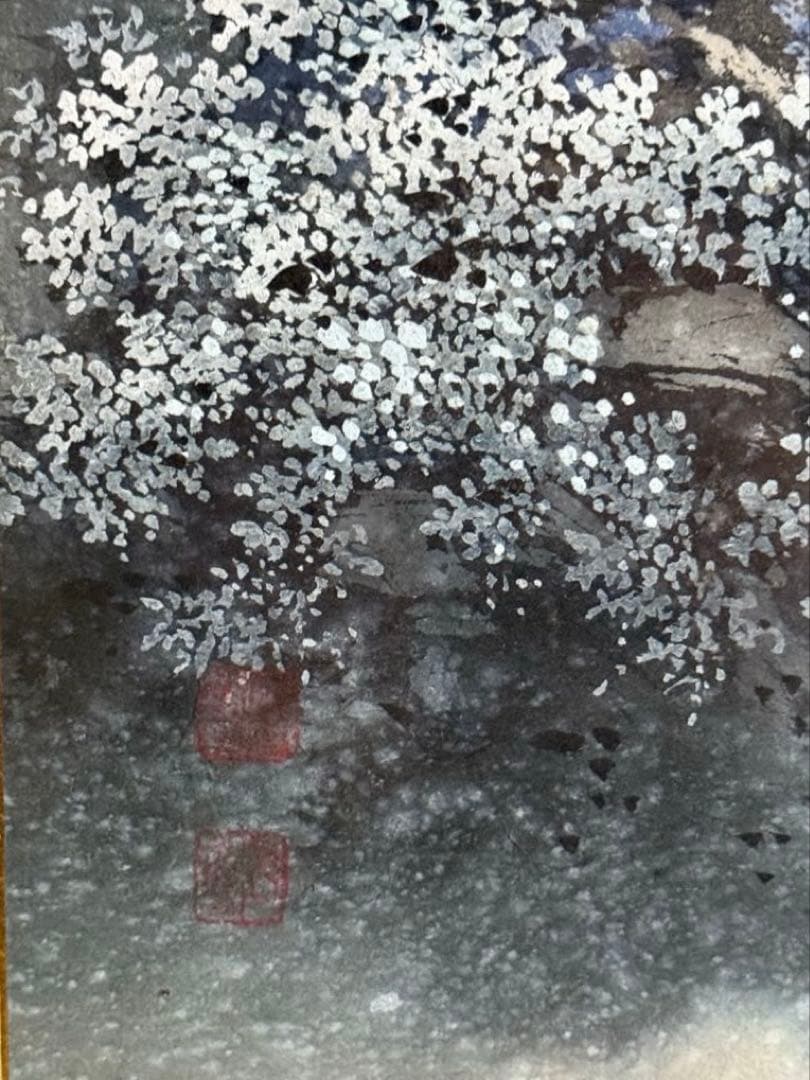 肉筆日本画山水図【無三】直筆印あり