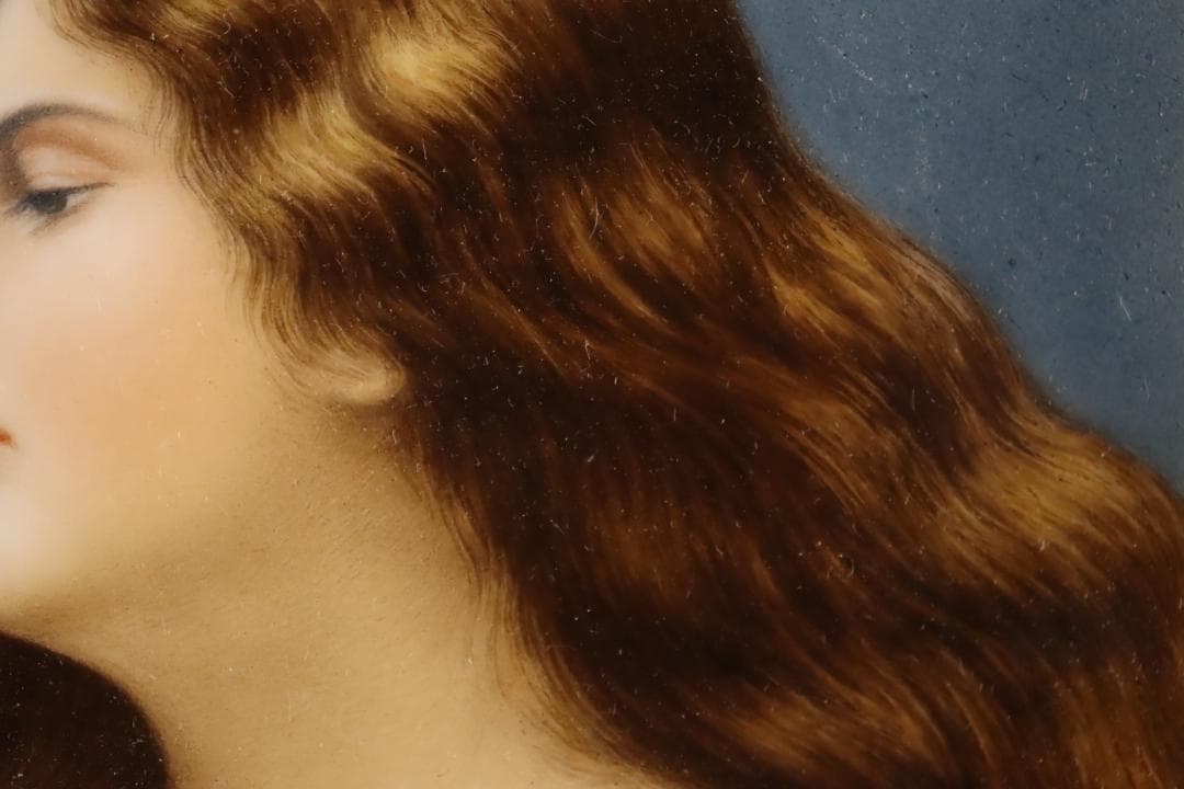 西洋美術 19世紀 KPM 美人像 手描陶板画 ベルリン王立磁器製陶所