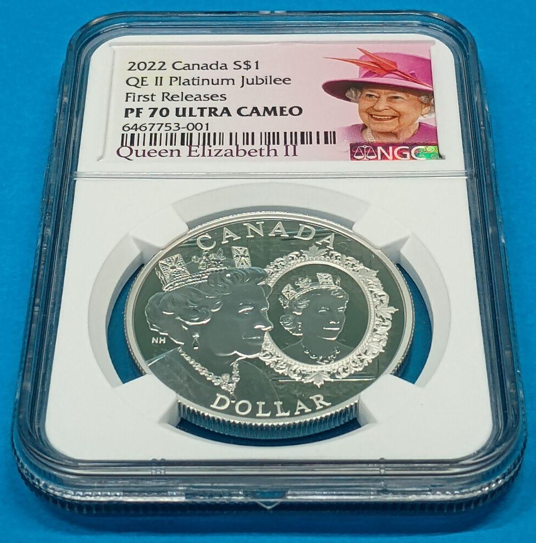 2022 カナダ プラチナジュビリー $1 銀貨 NGC PF70UC FR