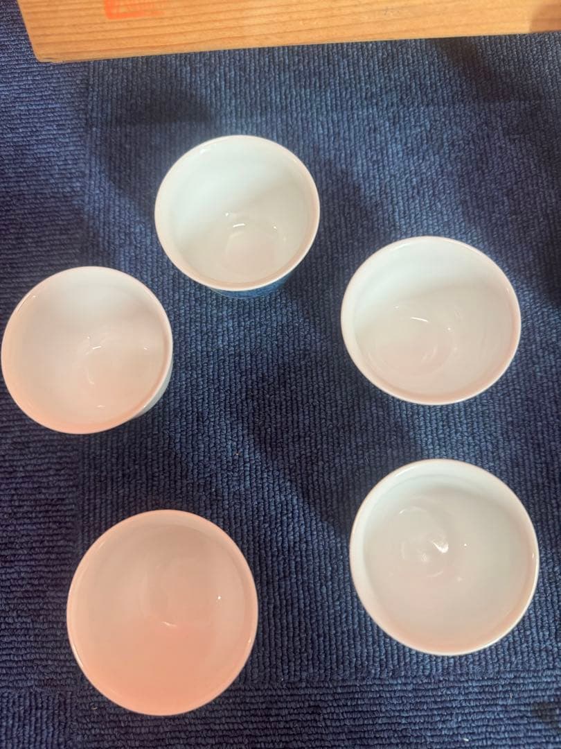 1746 有田焼　染付山水　茶器セット　急須1客　湯冷し1客　湯呑5客　未使用