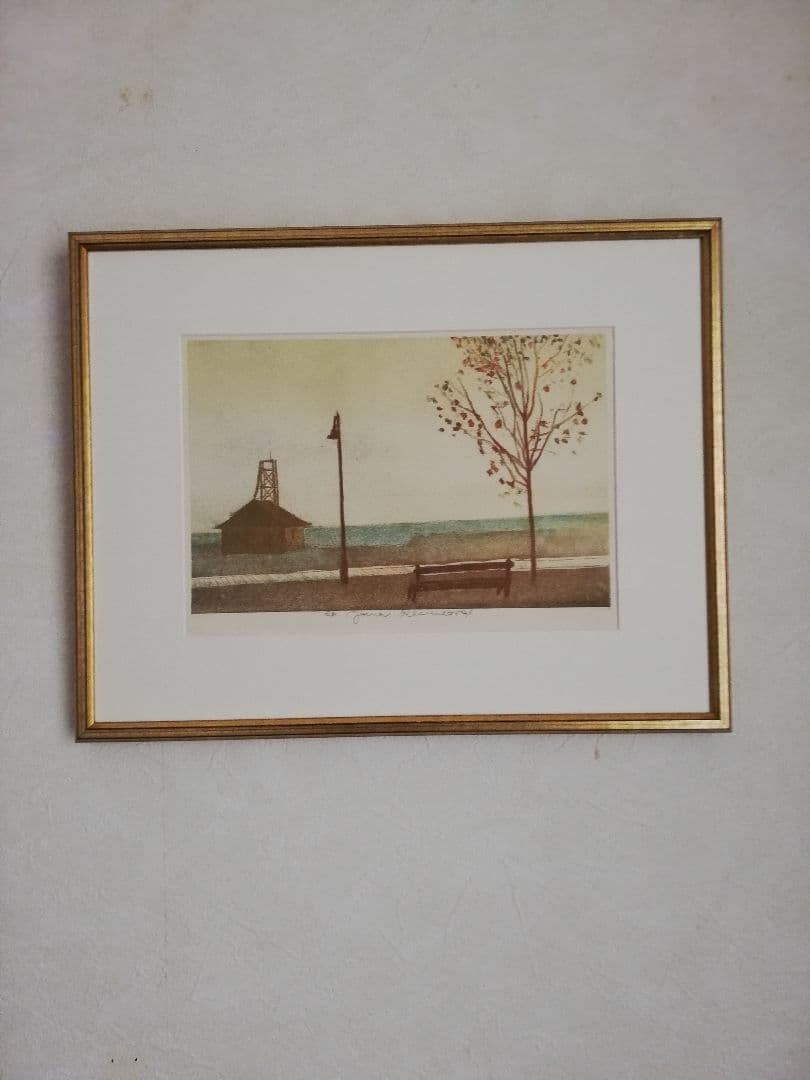 アート579　「浜辺(サンフランシスコ)」　チェコのリトグラフ(石版画)