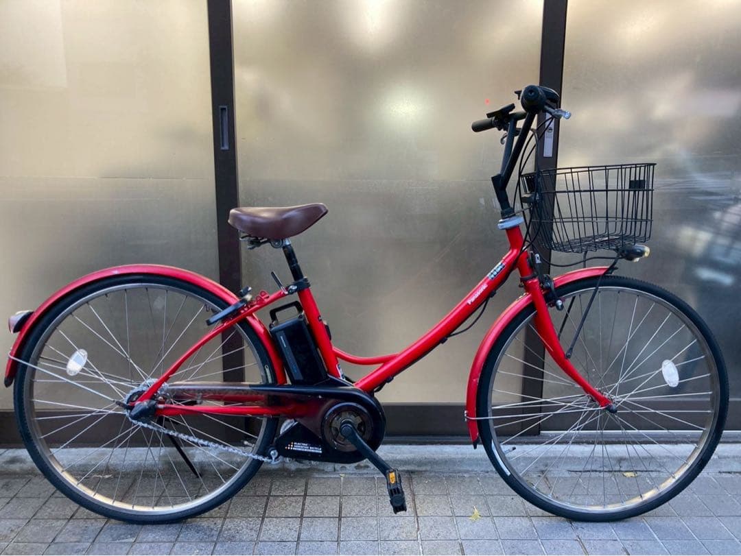 中古電動自転車 パナソニック エーガールズ 26インチ レッド 横浜 №3432