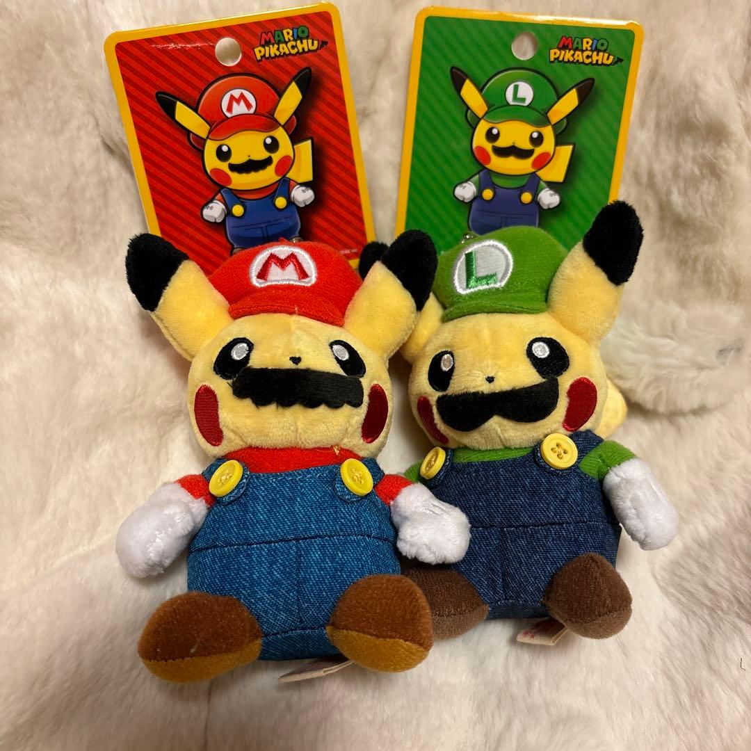 ポケモンセンター　マリオピカチュウ ルイージピカチュウ マスコットぬいぐるみ